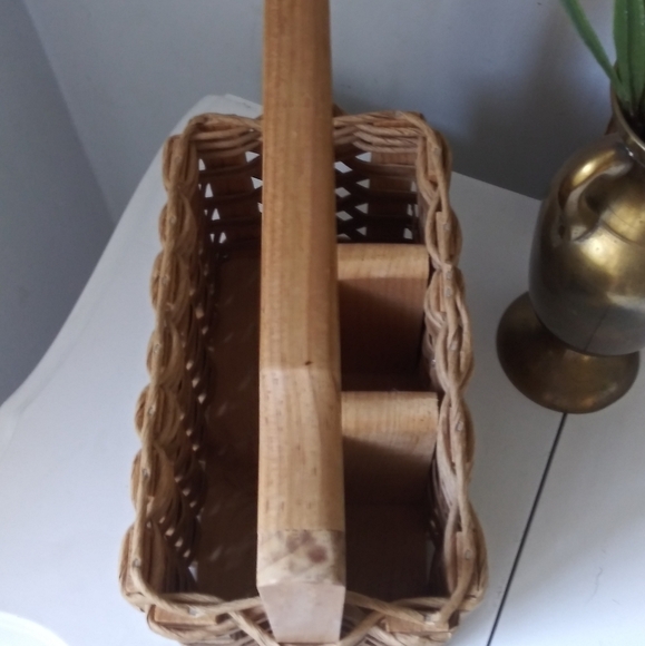 boho wicker rattan picnic basket utensils office - Picture 2 of 9